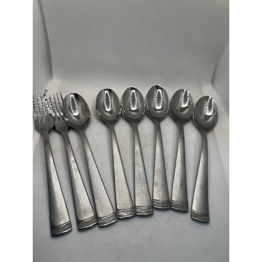 8 piece spoons forks Cambridge  Stainless Flatware Silverware gratitude sand
